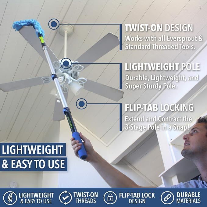 EVERSPROUT 1.5-to-3 Foot Telescopic Extension Pole | Lightweight Sturdy - Image 4