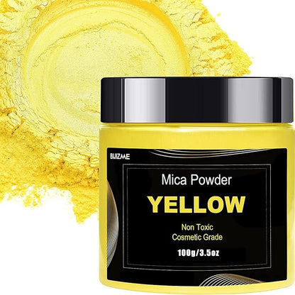 Yellow Mica Powder Pigment Big Bottle Pigment Powder Multipurpose DIY Arts and by BIJIZME