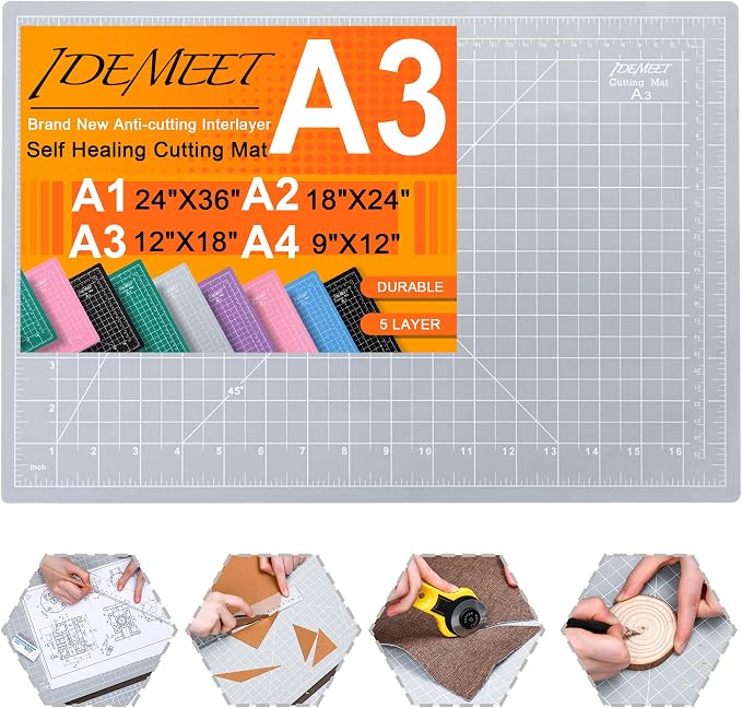 Density-upgraded 18"x12" Self Healing Cutting Mat, Idemeet Rotary Sewing Mat by IDEMEET