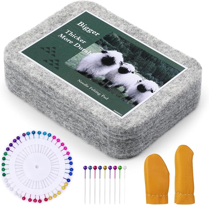Needle Felting Mat, Needle Felting Tools, 4.6x3.3x1 inch Natural Felting Wool by wonvoc