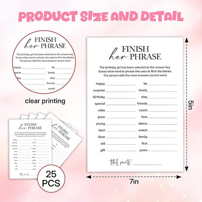 Birthday Party Games, Finish Her Phrase, Fun Birthday Game - Image 2