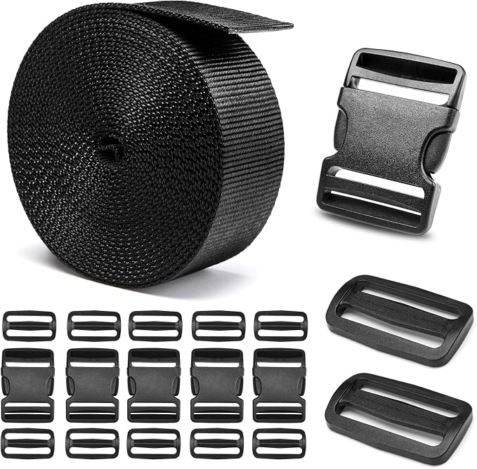 2" Heavy-Duty Buckle & Straps Set: 6-Pack Side Release Plastic Buckles by BEYOURD