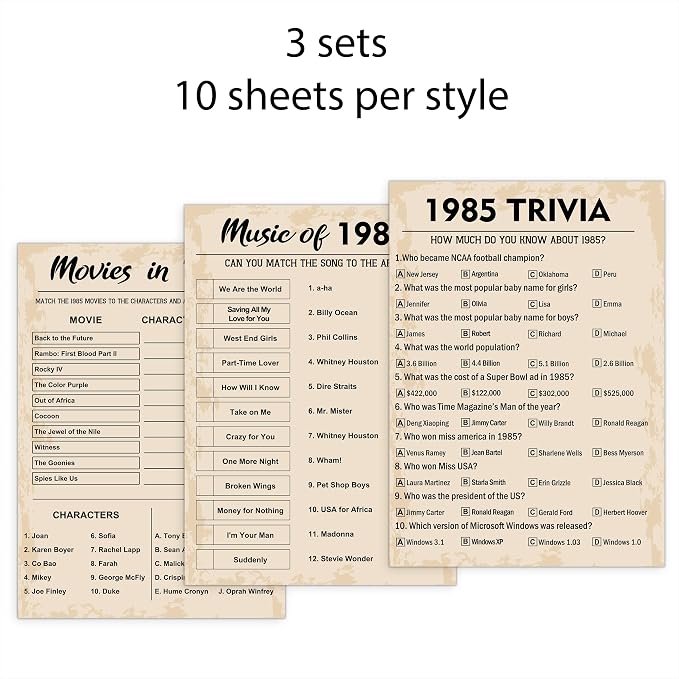 40th Birthday Party Games, Born in 1985 Games Bundle, Birthday Party Supplies - Image 4