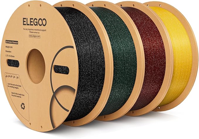 ELEGOO Sparkle PLA Filament 1.75mm Bundle 4KG, Glitter Twinkling 3D Printer by ELEGOO