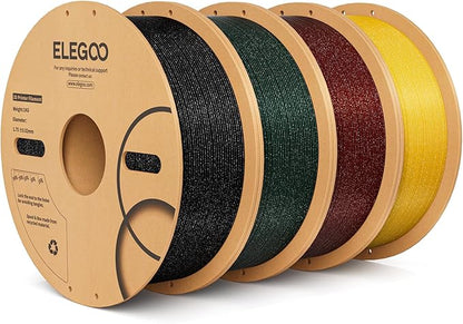 ELEGOO Sparkle PLA Filament 1.75mm Bundle 4KG, Glitter Twinkling 3D Printer by ELEGOO