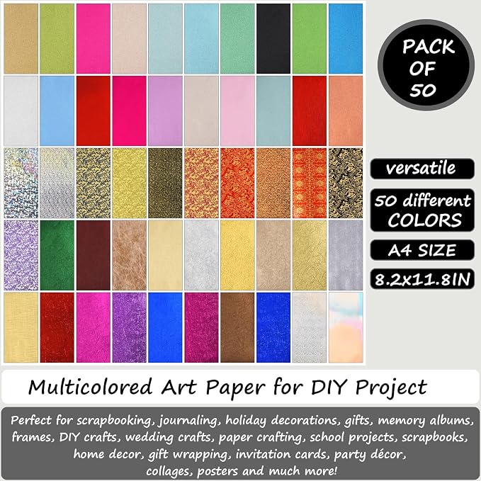 A4 Glitter Embossed Metallic Foil Paper Pack - Image 4