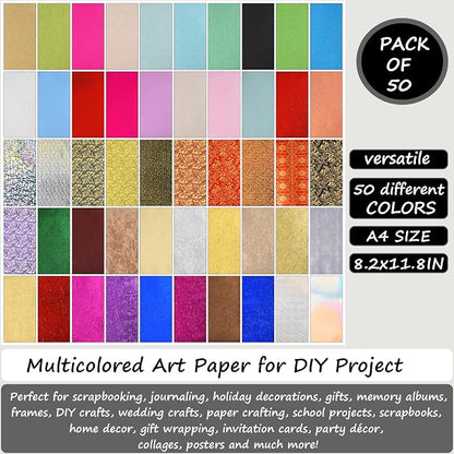 A4 Glitter Embossed Metallic Foil Paper Pack - Image 4