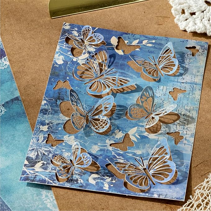 Vintage Butterfly-Themed Scrapbook Paper Set, Scrapbooking, DIY Crafts - Image 7
