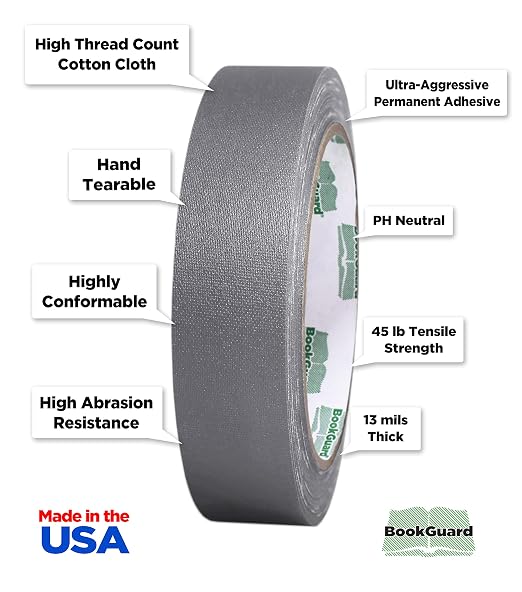 BookGuard 1 Inch Premium Bookbinding Repair Cloth Tape, 15 Yard Roll - Image 2