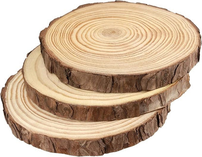 JEUIHAU 6 PCS 8-10 Inches Natural Unfinished Wood Slices, Round Wooden Tree - Image 4
