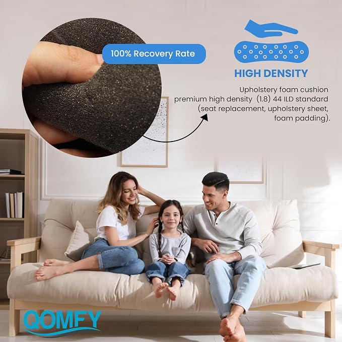 QOMFY 4" Height x 18" Width x 42" Length Charcoal Upholstery Foam Sheet | Made - Image 3