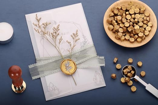 Yoption 360Pcs Wax Seal Beads, Metallic Antique Gold and Green Mix Sealing Wax - Image 4
