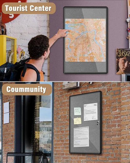 36"x24" Enclosed Bulletin Board, Lockable Weather-Resistant Aluminum Cork - Image 8