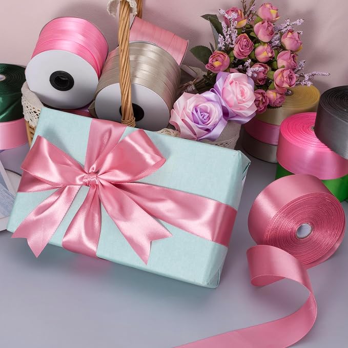1 Inch Rose Gold Solid Satin Ribbon, 50 Yards Craft Fabric Ribbon - Image 4