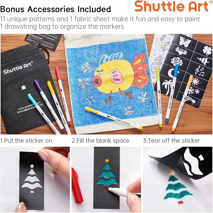 Shuttle Art 28 Colors Fabric Markers, Shirt Permanent Markers - Image 6