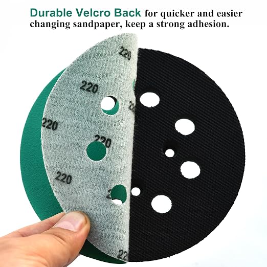 5-Inch 8-Hole Wet Dry Sanding Discs 220 Grit, Polyester Film Backed Heavy-Duty - Image 5