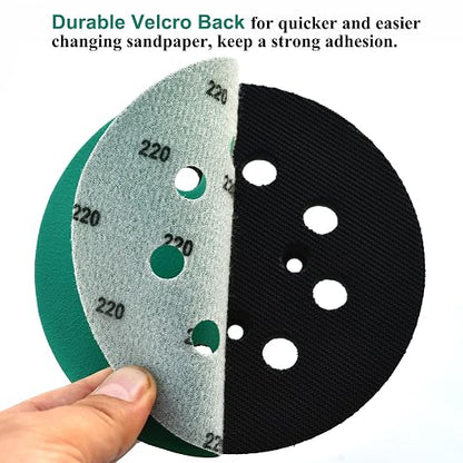 5-Inch 8-Hole Wet Dry Sanding Discs 220 Grit, Polyester Film Backed Heavy-Duty - Image 5