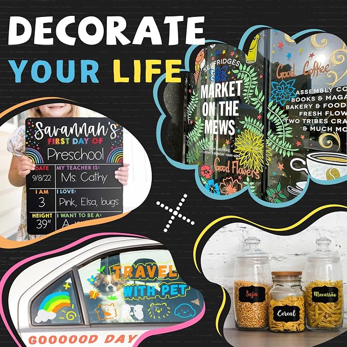 Window Chalk Markers for Glass Washable, 20 Colors Jumbo Liquid Chalk Marker - Image 4