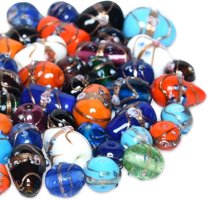 2/3 LB Bag of Assorted Glass Beads by Unknown