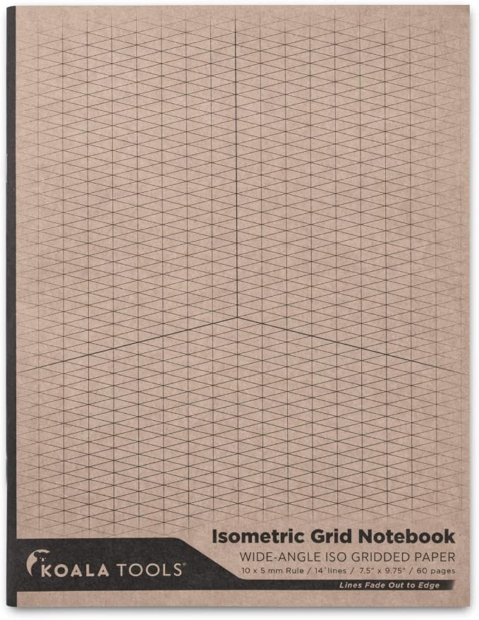 KOALA TOOLS | Isometric Graph Paper Notebook | 7.5" x 9.75", 60 pp. by KOALATOOLS