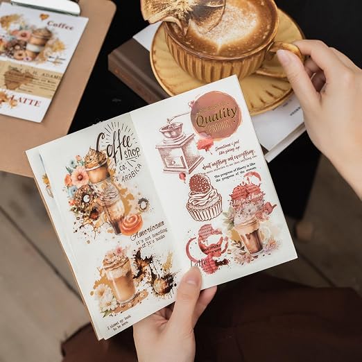 Memories of Coffee PET Tape Set, 6 Rolls Vintage Coffee Stain Stickers - Image 6