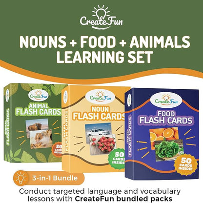 150 Noun Food and Animal Flash Cards Set, Montessori Educational Games - Image 3