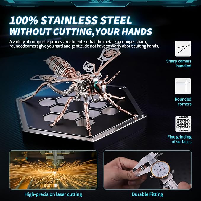 3D Puzzles for Adults, Metal Model Kit Wasp Mechanical Puzzle for Adults/Teens - Image 5