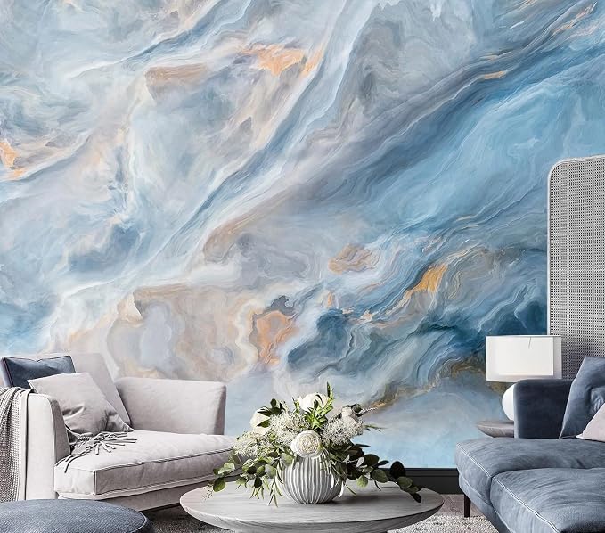 AFZEVEB-Abstract Blue Marble Wallpaper Wall murals - Image 2