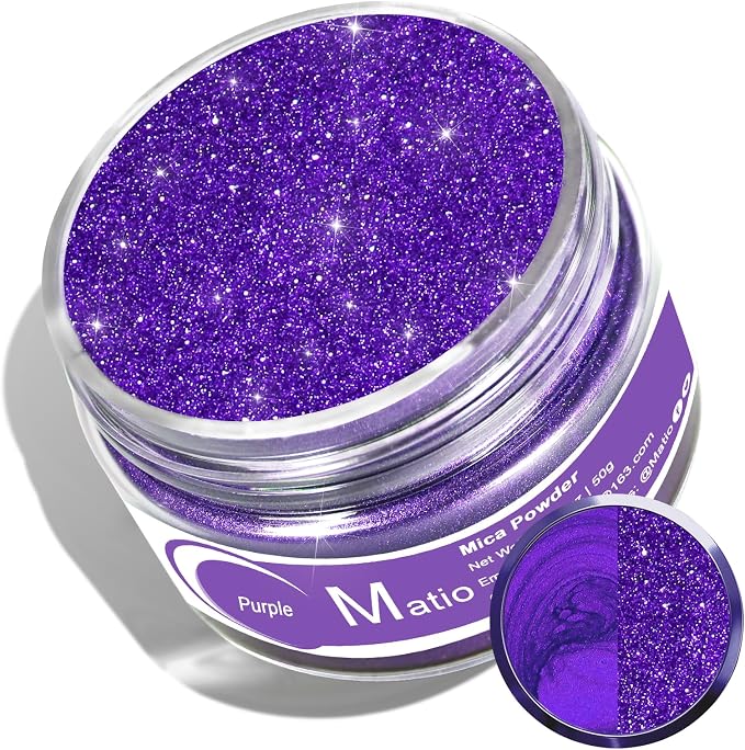 Matio Purple Mica Powder for Epoxy Resin, 1.8oz/ 50g Pearlescent Effect Mica by Matio
