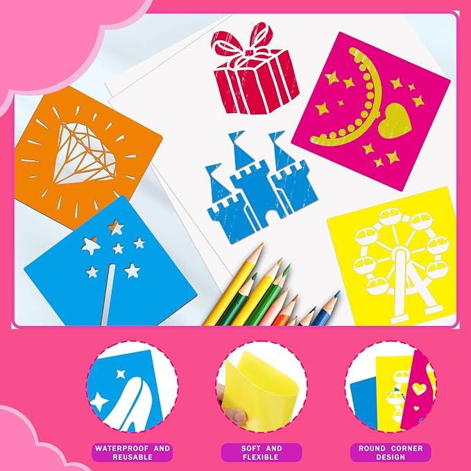 24 Pieces Stencils for Kids, Large Drawing Stencils Chalk Template, 8 Inches - Image 3