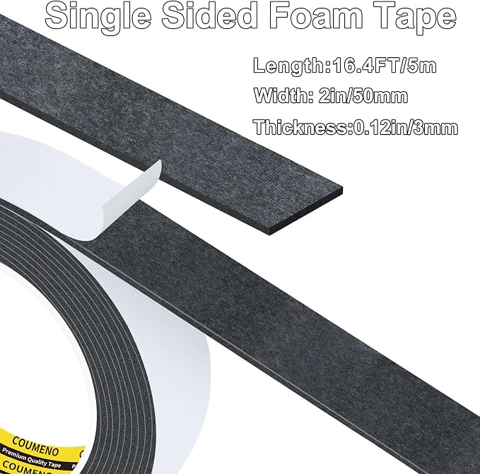 EVA Single-Sided Adhesive Black Foam Tape, 2inx16.4FT Single-Sided Sealing - Image 2