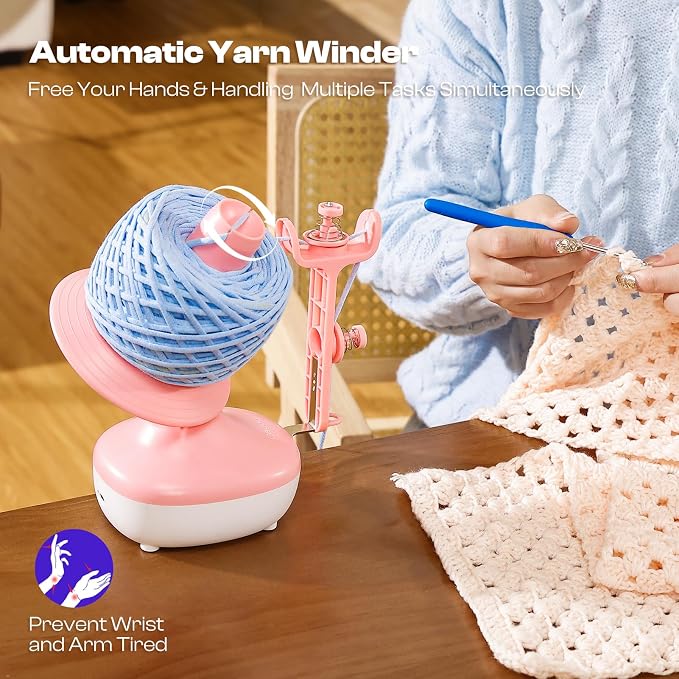 Caydo Yarn Winder, Electric Yarn Ball Winder Mini, Automatic Yarn Cake Winder - Image 2