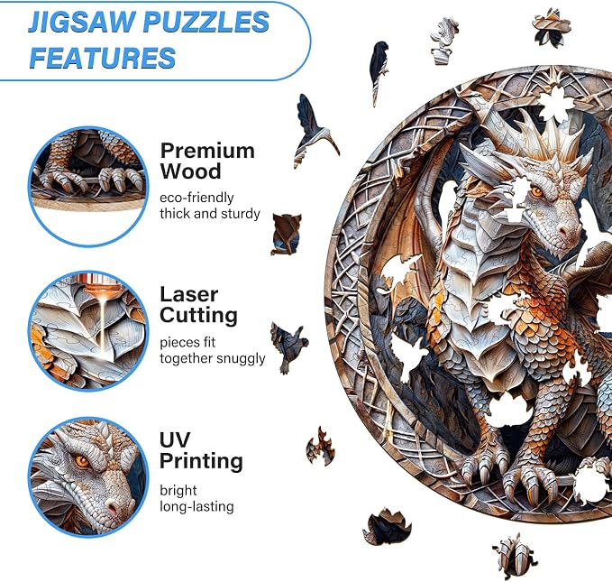Wooden Puzzles for Adults, Wood Jigsaw Puzzle, Wooden Cave Dragon Puzzles - Image 3