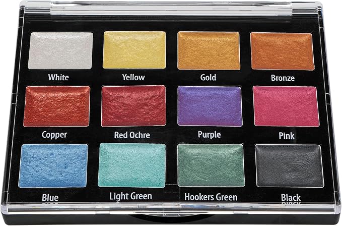 Soho Urban Artist Metallic Watercolors Set – 12 Vibrant Metallic Half Pans in - Image 2