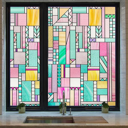 3D Stained Glass Window Privacy Film, Heat Control UV Blocking Static Cling - Image 8