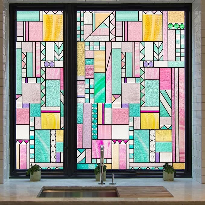 3D Stained Glass Window Privacy Film, Heat Control UV Blocking Static Cling - Image 8