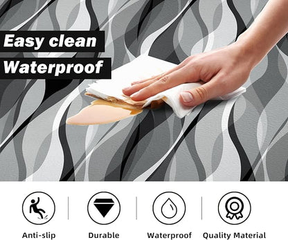 weesire Kitchen Mats for Floor Modern Abstract Kitchen Rugs Grey Stripe Anti - Image 4