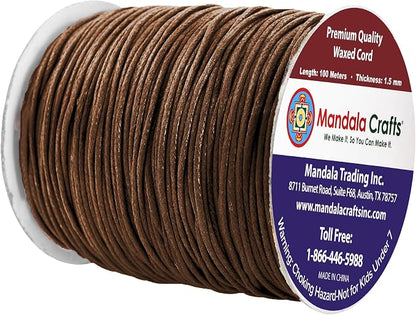 Mandala Crafts 1.5mm 109 Yards Chocolate Brown Cotton Waxed Cord - Image 2