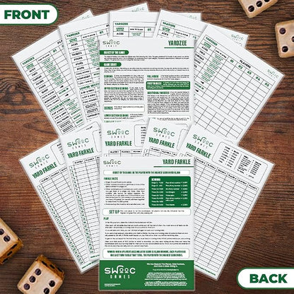 SWOOC Games® - 5 Big Premium Laminated Yardzee & Farkle Score Cards - Large - Image 3