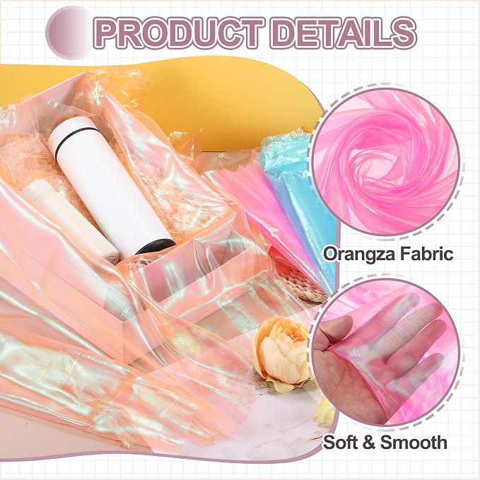 MECCANIXITY Iridescent Sheer Organza Fabric, 2 Yards x 59 Inches Solid Laser - Image 3