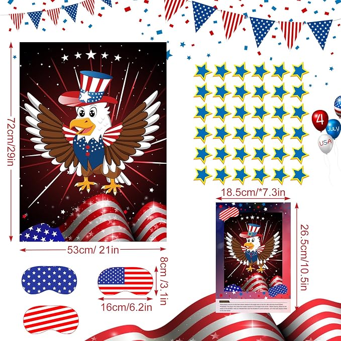 ASTARON Pin The Tail Game Pin The Star on The Eagle Party Game - Image 3