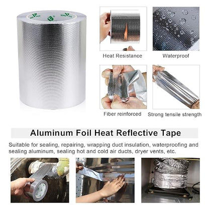 BOMEI PACK Adhesive Aluminum Foil Heat Shield Tape Barrier, Fiberglass Thermal - Image 3