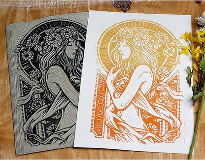 Falling in Art 12 * 12 Linoleum Carving Blocks, 2 Pack Soft Stamp Rubber Blocks - Image 5