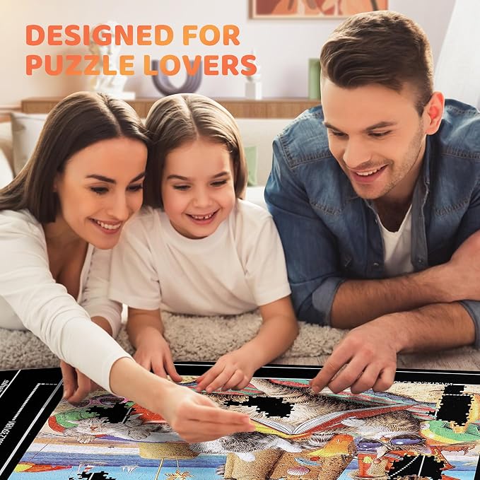 Lwoeo Jigsaw Puzzle Mat Roll Up, No Creases 53.3” x 35” Rubber Saver Pad Up to - Image 8