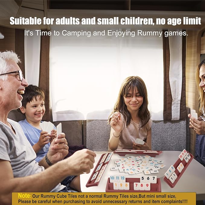 Smilejoy Mini Rummy Cube 4 Players Edition, Travel Rummy Game Set - Image 7
