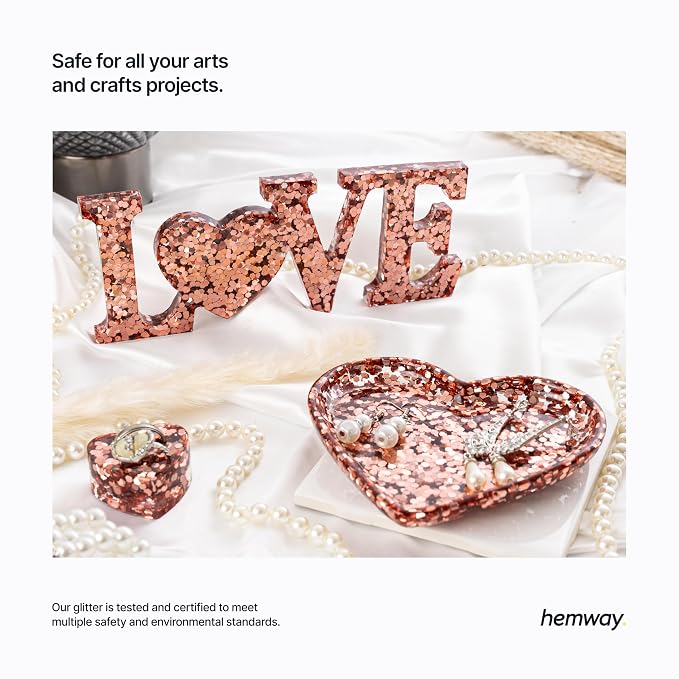 Hemway Glitter for Resin 100g Rose Gold Metallic Crystals for Epoxy Craft Super - Image 5