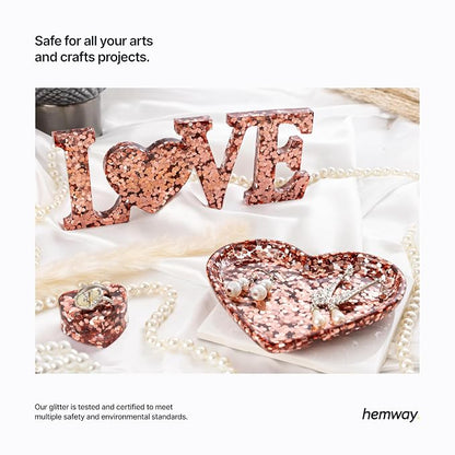 Hemway Glitter for Resin 100g Rose Gold Metallic Crystals for Epoxy Craft Super - Image 5