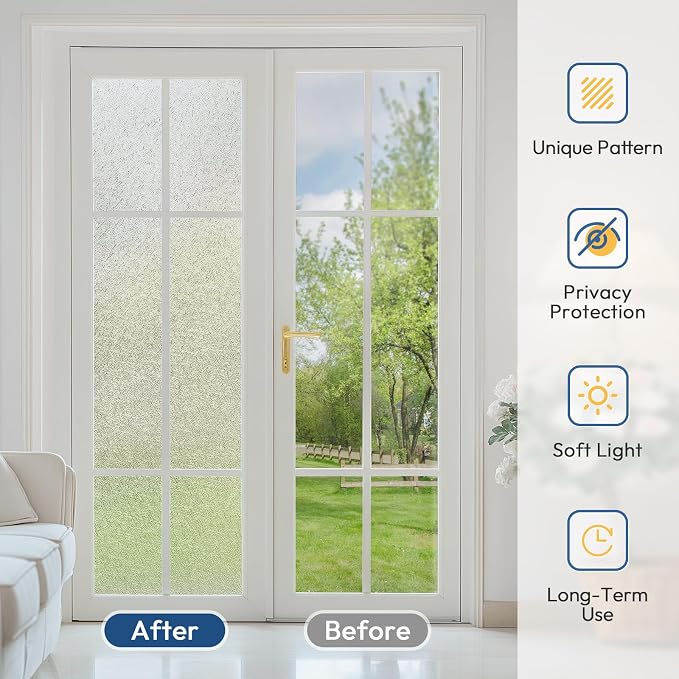 rabbitgoo Window Privacy Film Frosted Glass Film, Decorative Cling UV Sun - Image 6