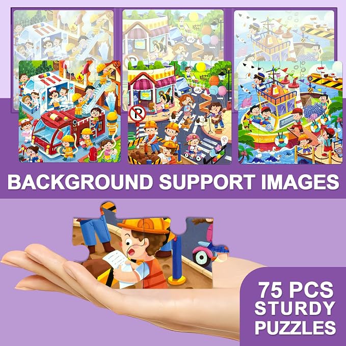 Magnetic Puzzles for Kids Ages 4-8, 3 in 1 Toddlers Cartoon Magnet Jigsaw - Image 6