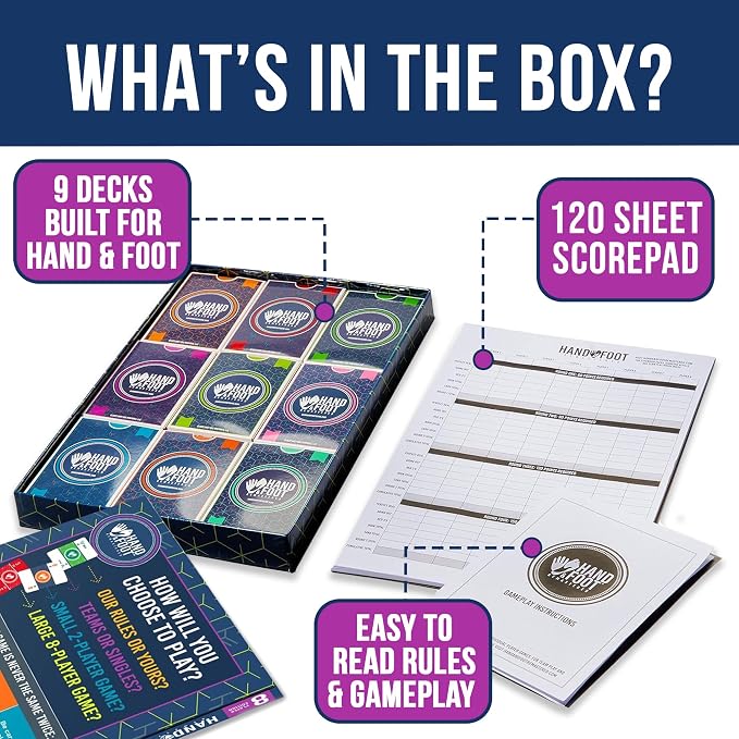 Hand & Foot Remastered 8 Player Edition + Bonus 120-Page Scorepad – Card Game - Image 4